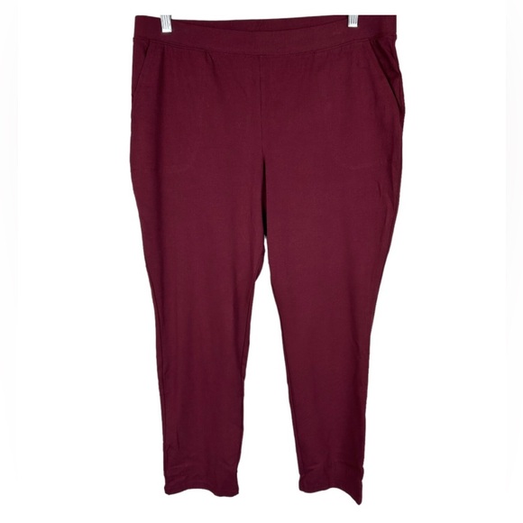 Denim & Co. Active Petite Duo Stretch Slim Straight Pants Deep Burgundy 3XL - Picture 1 of 10